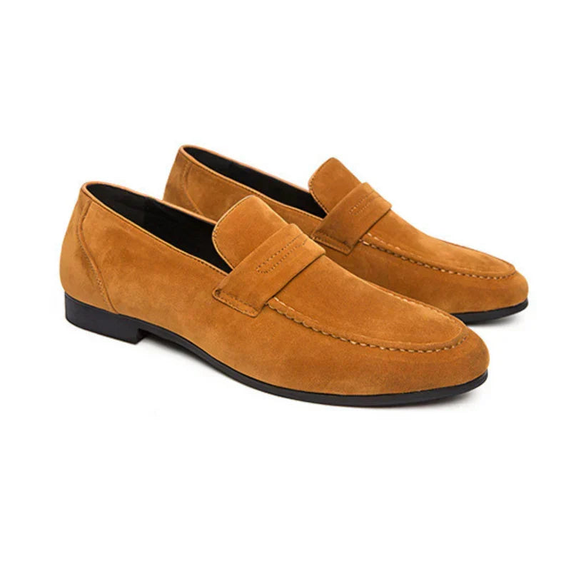 Męskie zamszowe loafersy typu penny - eleganckie buty na slip-on