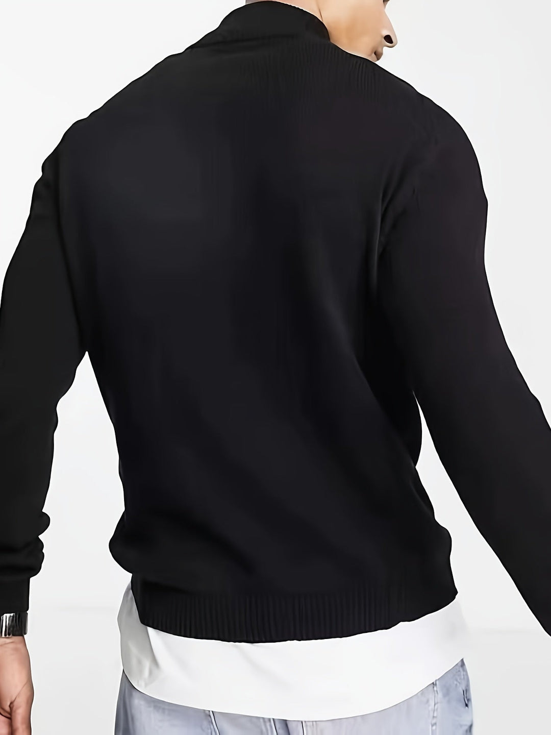 Męski sweter z pół zamkiem – Casual, wysoki kołnierz, komfortowy, elastyczny, codzienny pulower