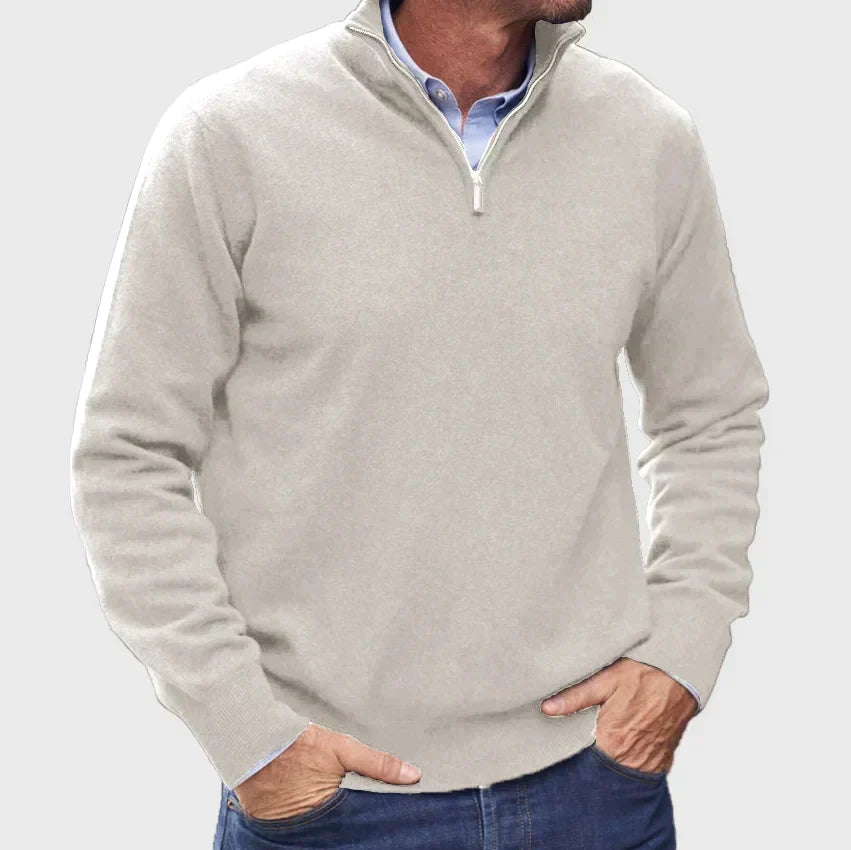 Męski sweter z kołnierzem typu quarter-zip – Elegancka warstwa na smart casualowe jesienne stylizacje