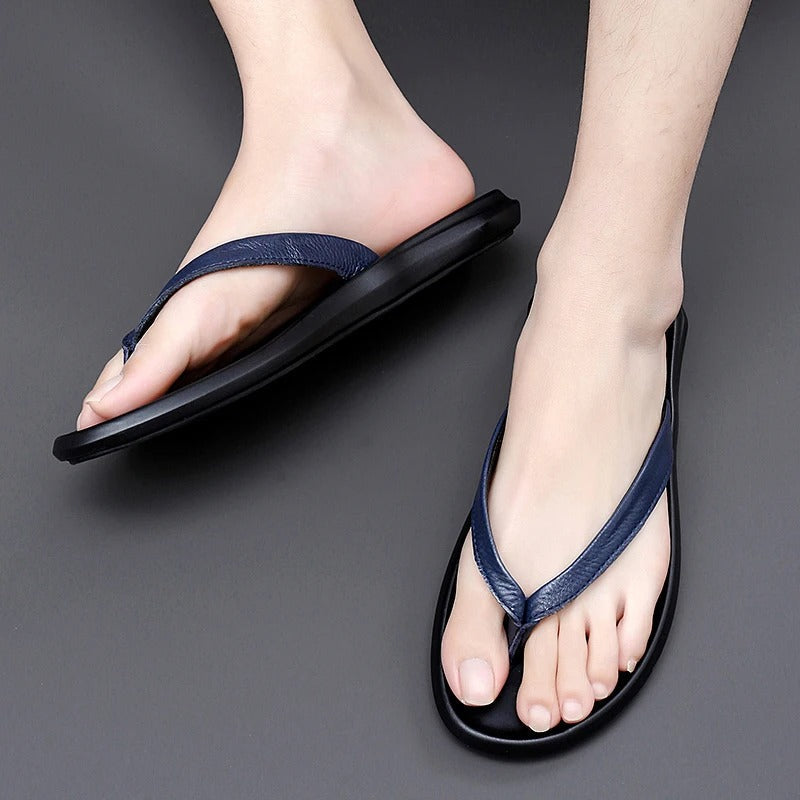 Męskie skórzane klapki – lekkie, antypoślizgowe sandały na lato do codziennego użytku i na wakacje