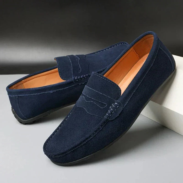 Męskie zamszowe mokasyny typu penny, eleganckie buty casualowe
