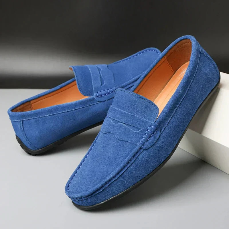 Męskie zamszowe mokasyny typu penny, eleganckie buty casualowe