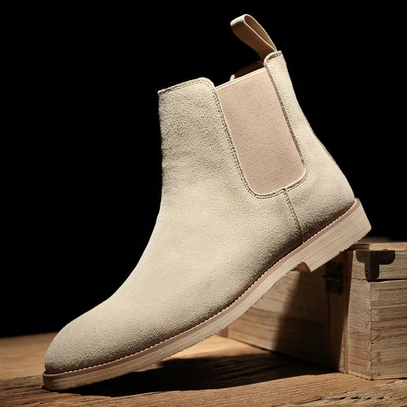 Męskie zamszowe buty klasyczne, wsuwane, w stylu ankle do codziennego i smart-casual