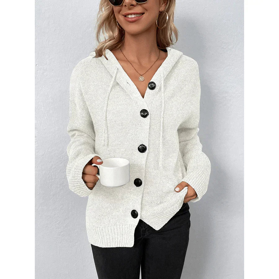 Damski sweter z kapturem, długi rękaw – miękki, ciepły, wygodny, casualowy, stylowy, codzienny pulower