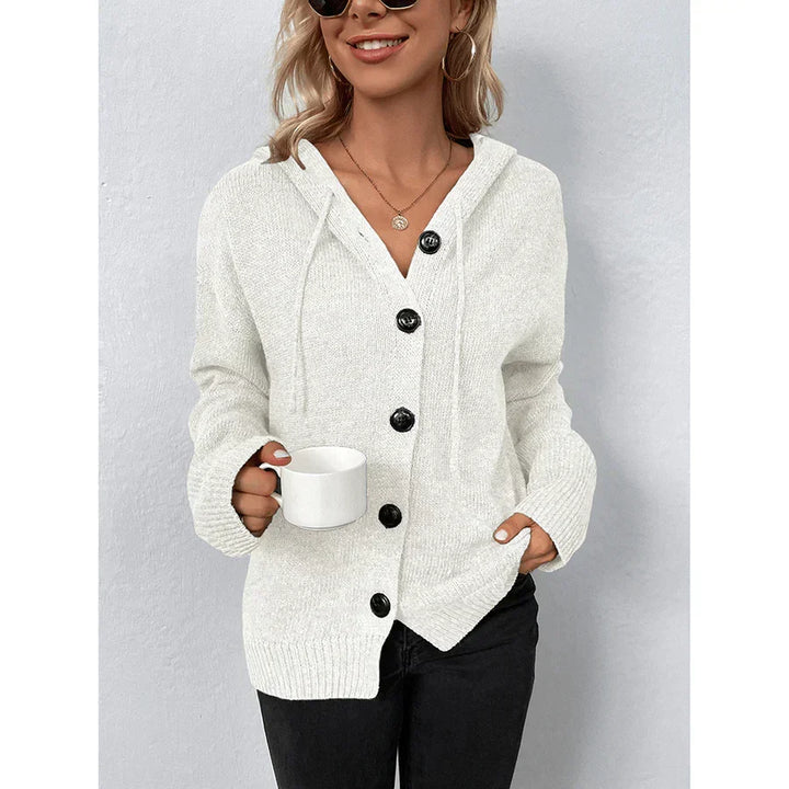 Damski sweter z kapturem, długi rękaw – miękki, ciepły, wygodny, casualowy, stylowy, codzienny pulower