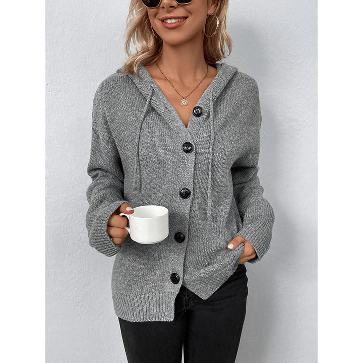 Damski sweter z kapturem, długi rękaw – miękki, ciepły, wygodny, casualowy, stylowy, codzienny pulower