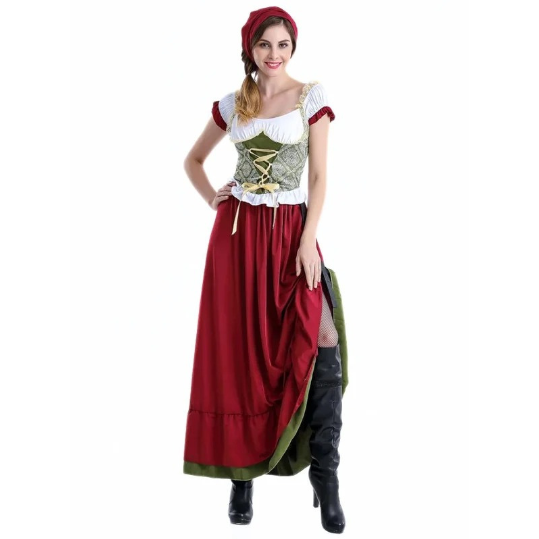 Kobiece Sukienka Dirndl z Koronką – Mini Off-Shoulder na Oktoberfest dla Festiwali Ludowych