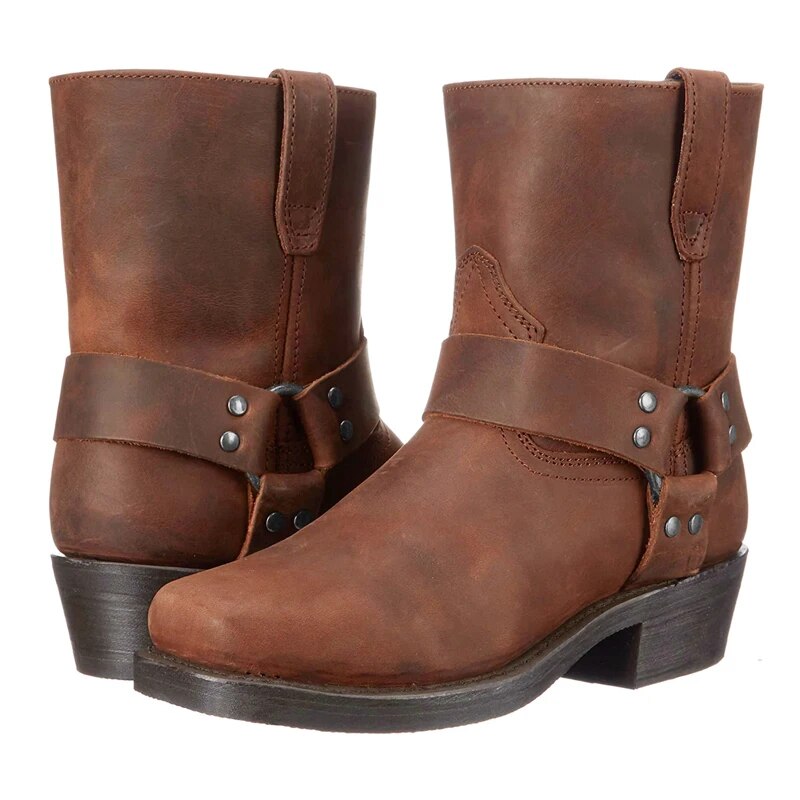 Męskie Skórzane Buty Western Stylowe Trwałe Wygodne Codzienne Ubranie na Przygody