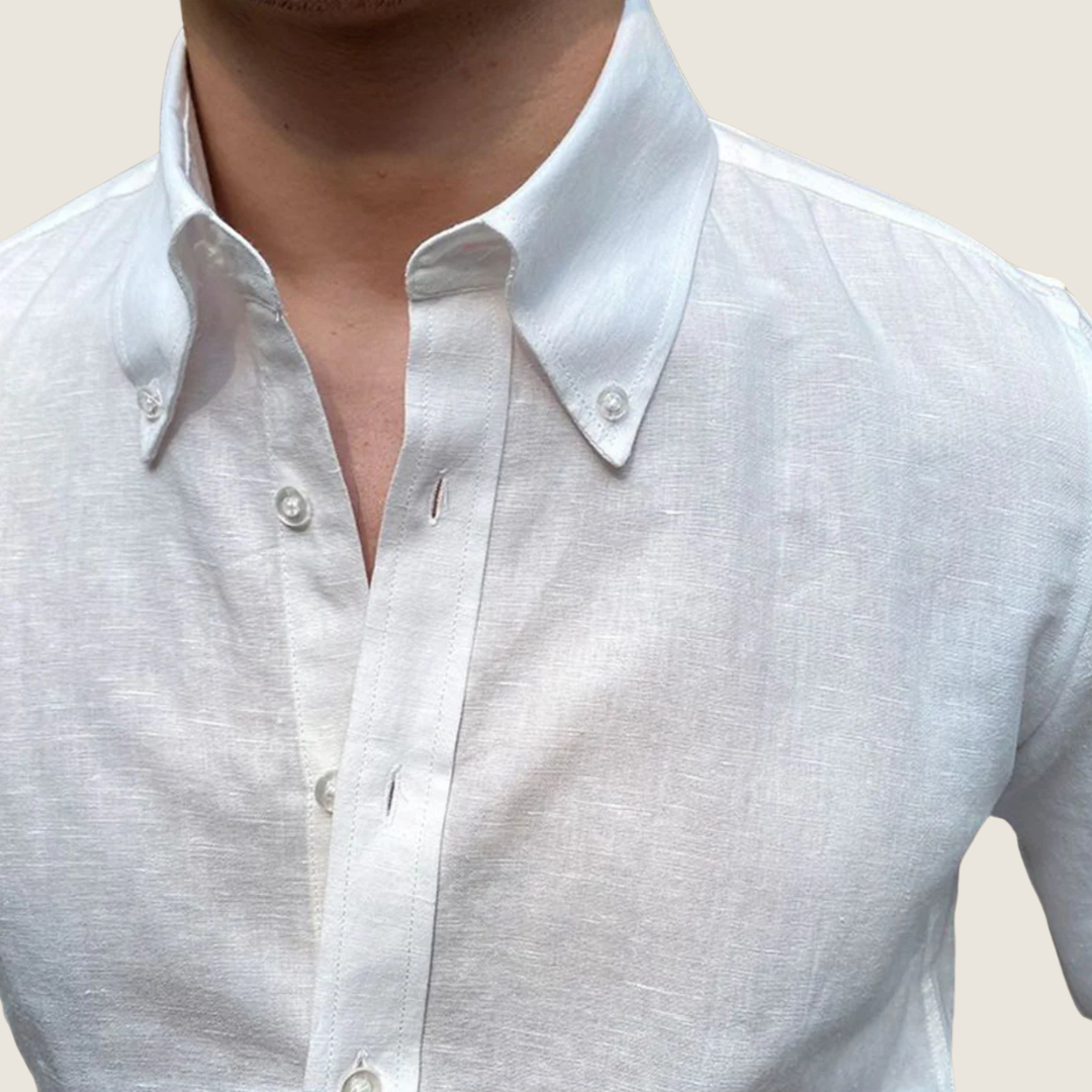 Męska koszula slim fit z guzikami – Długi rękaw w stylu smart casual na letnie ubrania do pracy