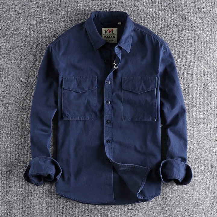 Męska koszula overshirt – Podwójna kieszeń z guzikami, idealna na podróże i codzienne noszenie