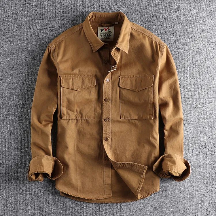 Męska koszula overshirt – Podwójna kieszeń z guzikami, idealna na podróże i codzienne noszenie