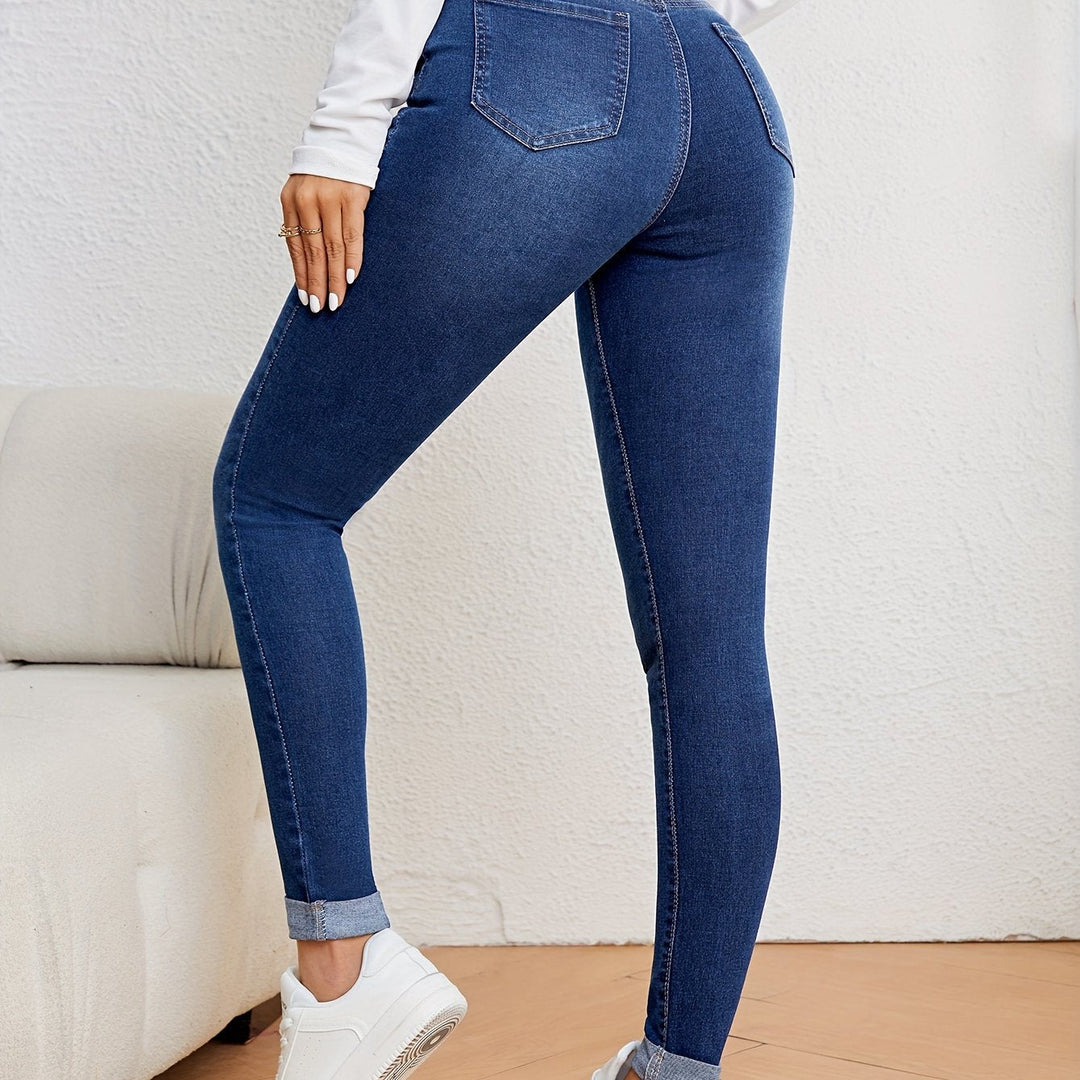 Damskie jeansy o wysokim stanie, slim fit, elastyczny dżins, skinny fit, casual, codzienne, wygodne spodnie