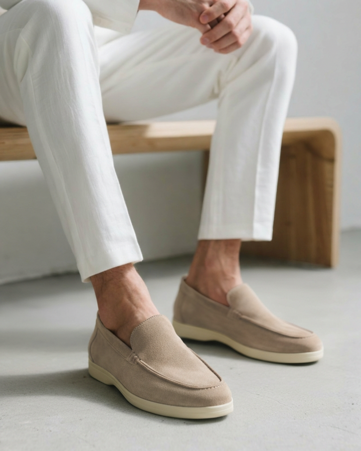 Męskie zamszowe mokasyny slip-on, codzienne buty komfortowe