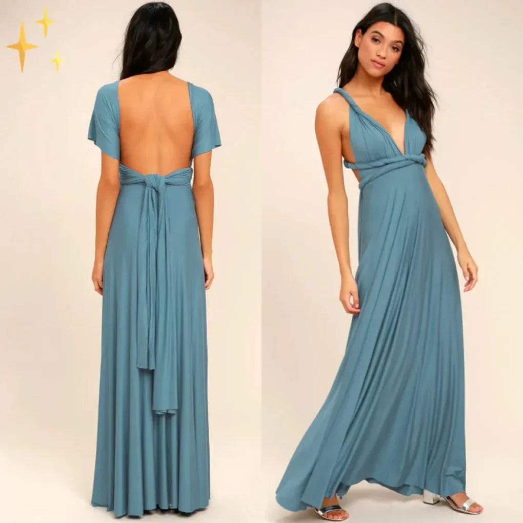 Damska Sukienka Maxi z Wieloma Sposobami Noszenia, Elegancka Suknia Wieczorowa