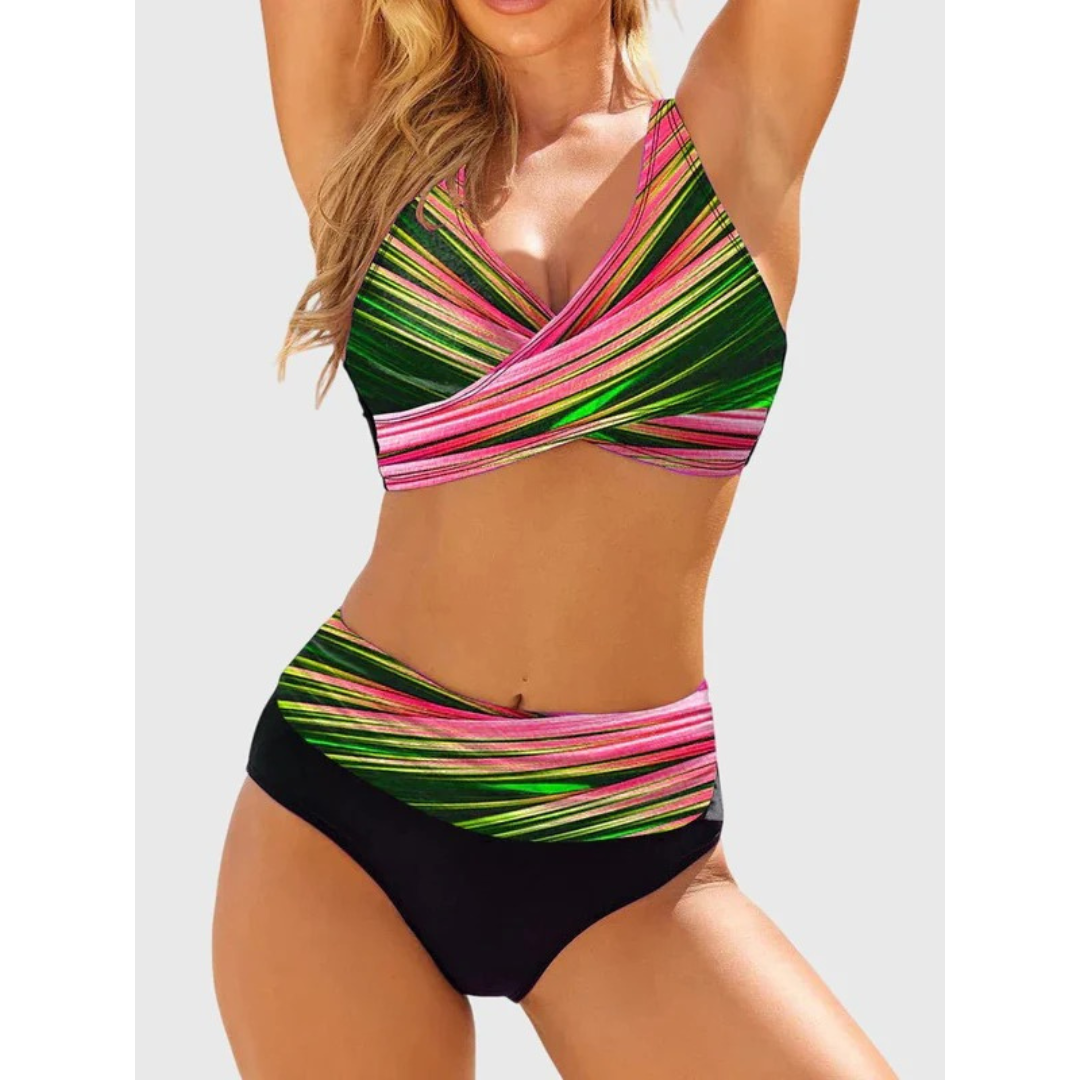 Kobiecy Zestaw Bikini z Wzorem – Wspierające Stroje Kąpielowe na Lato na Plażę i Basen