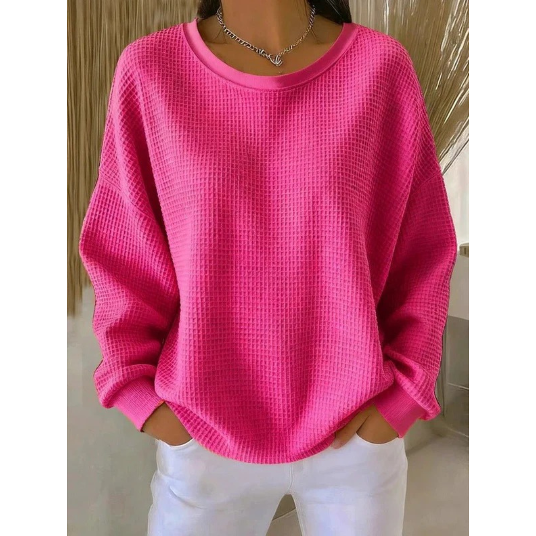 Kobiecy Oversized Sweter Teksturowany – Luźny Styl z Długim Rękawem na Co Dzień