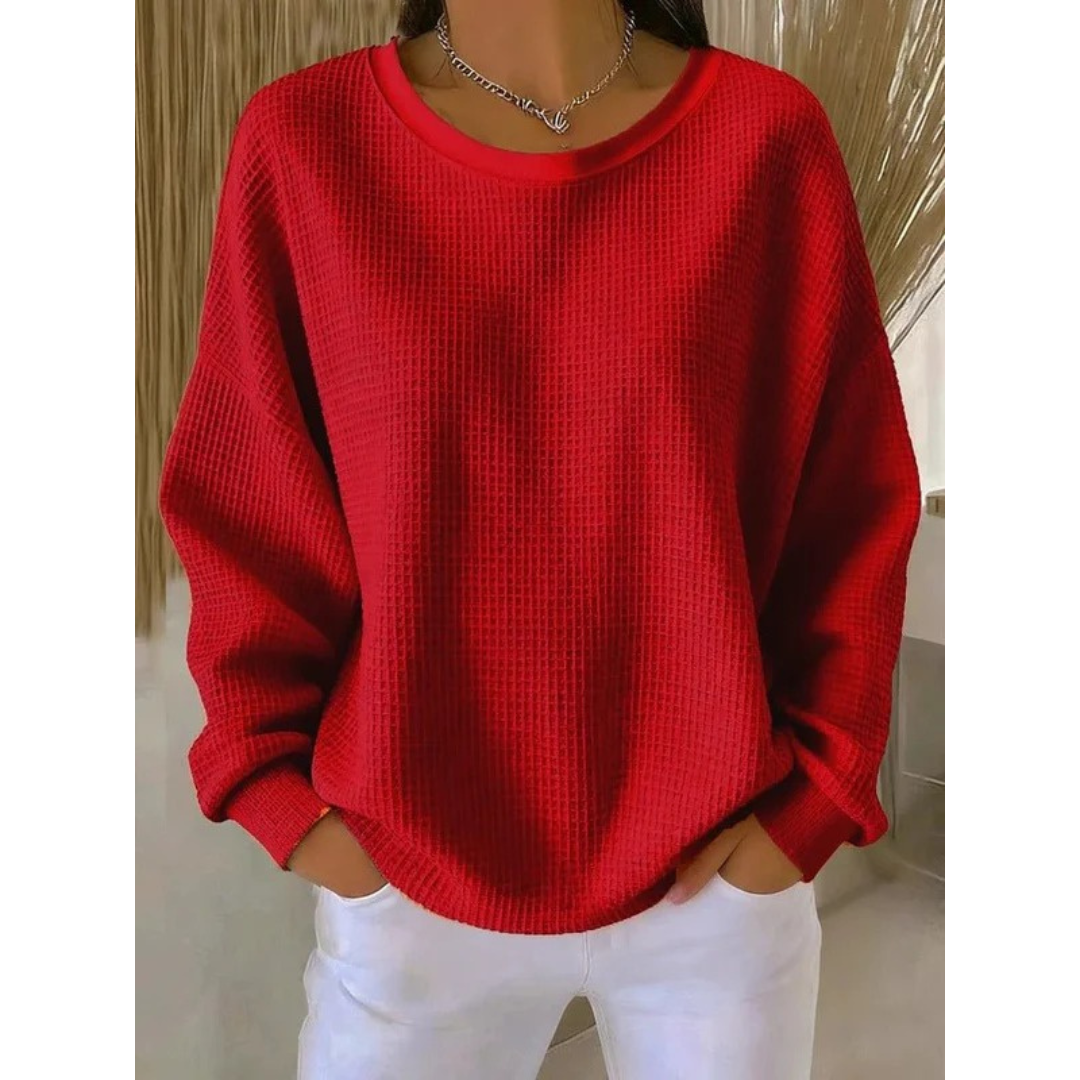 Kobiecy Oversized Sweter Teksturowany – Luźny Styl z Długim Rękawem na Co Dzień