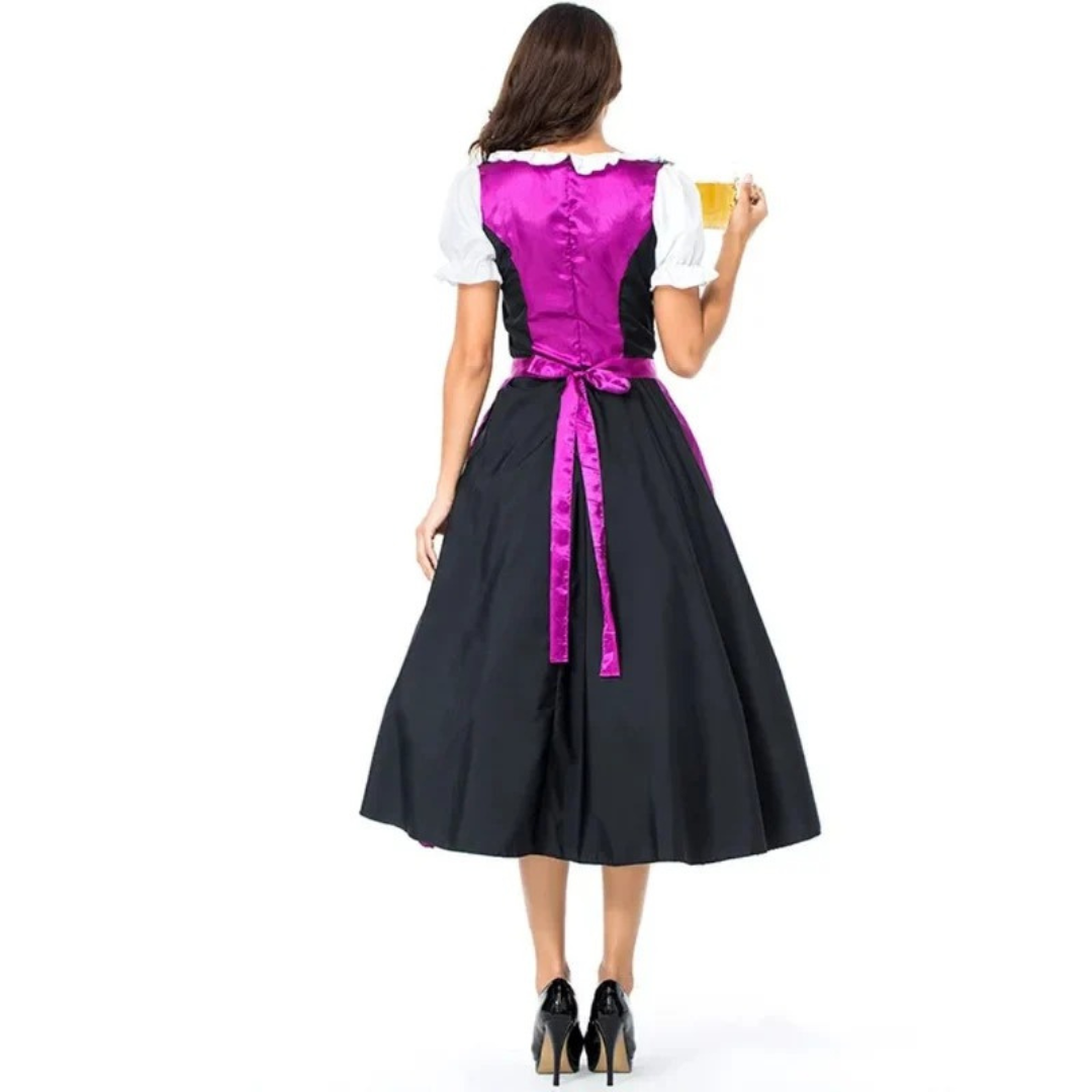 Sukienka Midi Dirndl z Koronkowym Sznurowaniem – Tradycyjny Styl Oktoberfest z Fartuszkiem