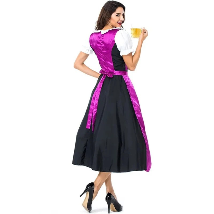 Sukienka Midi Dirndl z Koronkowym Sznurowaniem – Tradycyjny Styl Oktoberfest z Fartuszkiem