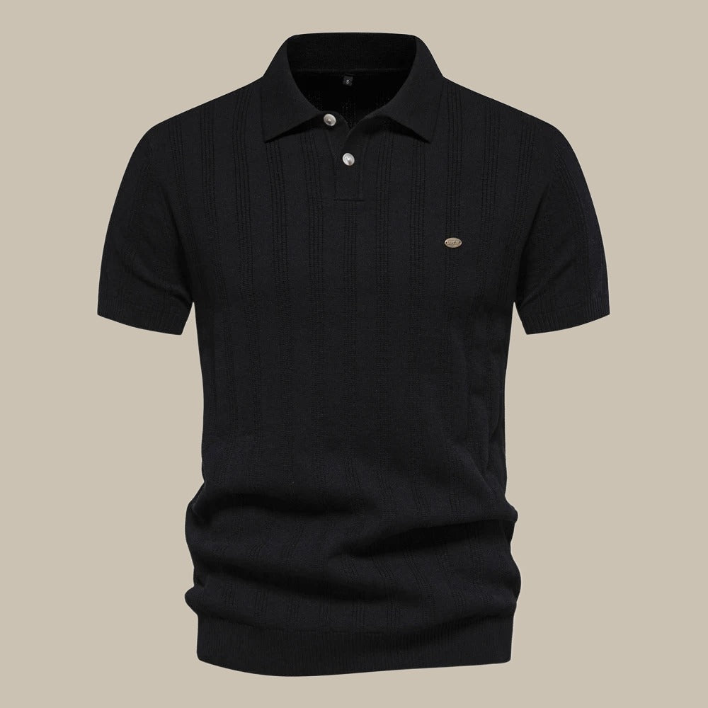 Męska Koszulka Polo z Wełny z Krótkim Rękawem Premium Oddychająca Dzianina Smart-Casual Klasyczny Top