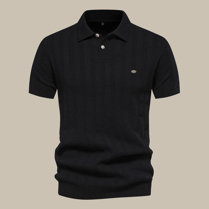Męska Koszulka Polo z Wełny z Krótkim Rękawem Premium Oddychająca Dzianina Smart-Casual Klasyczny Top