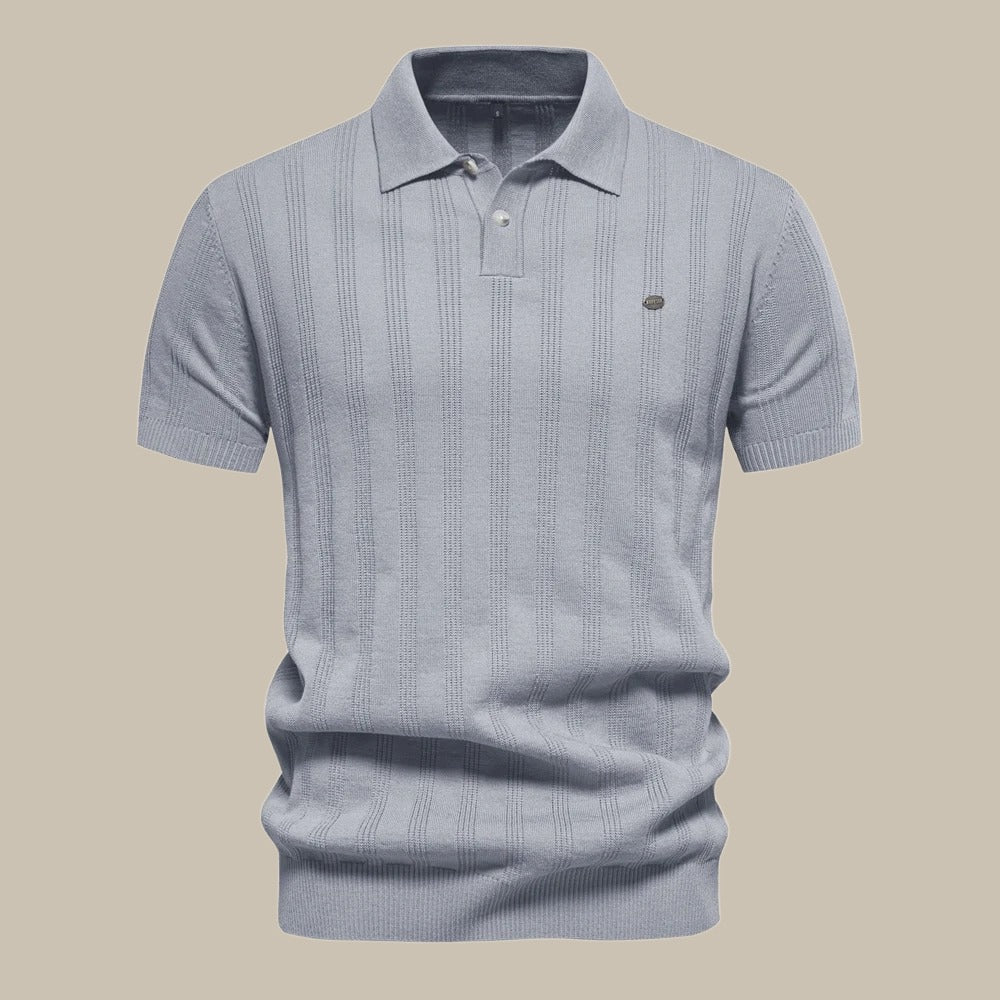 Męska Koszulka Polo z Wełny z Krótkim Rękawem Premium Oddychająca Dzianina Smart-Casual Klasyczny Top