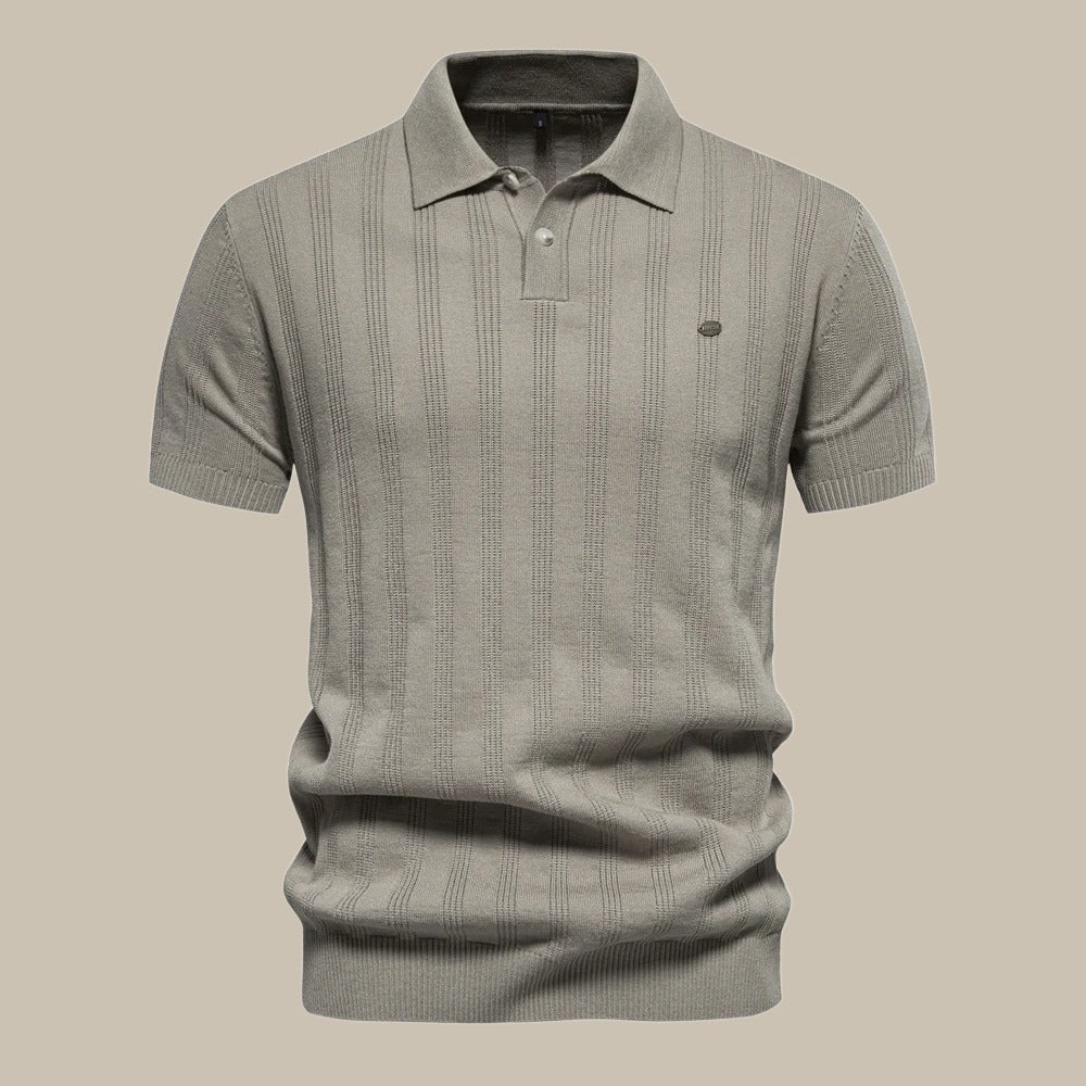 Męska Koszulka Polo z Wełny z Krótkim Rękawem Premium Oddychająca Dzianina Smart-Casual Klasyczny Top