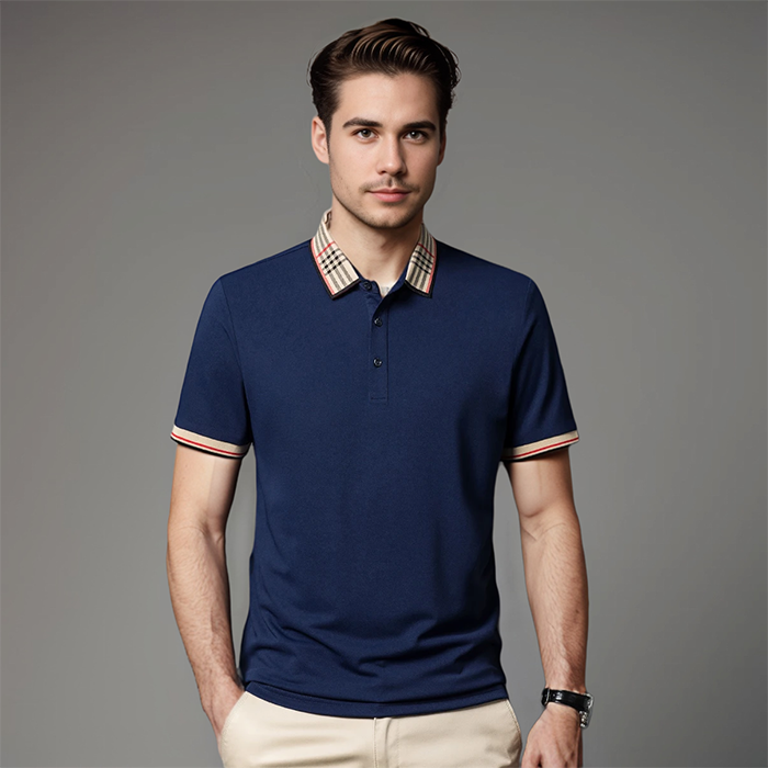 Męska koszulka polo z kontrastowym kołnierzykiem, wyrafinowany styl smart casual