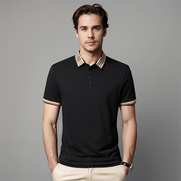 Męska koszulka polo z kontrastowym kołnierzykiem, wyrafinowany styl smart casual
