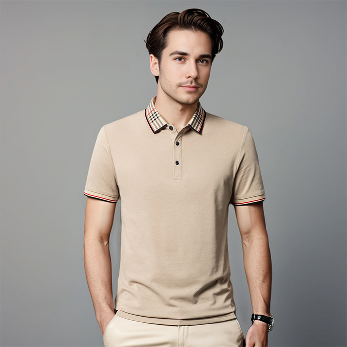 Męska koszulka polo z kontrastowym kołnierzykiem, wyrafinowany styl smart casual