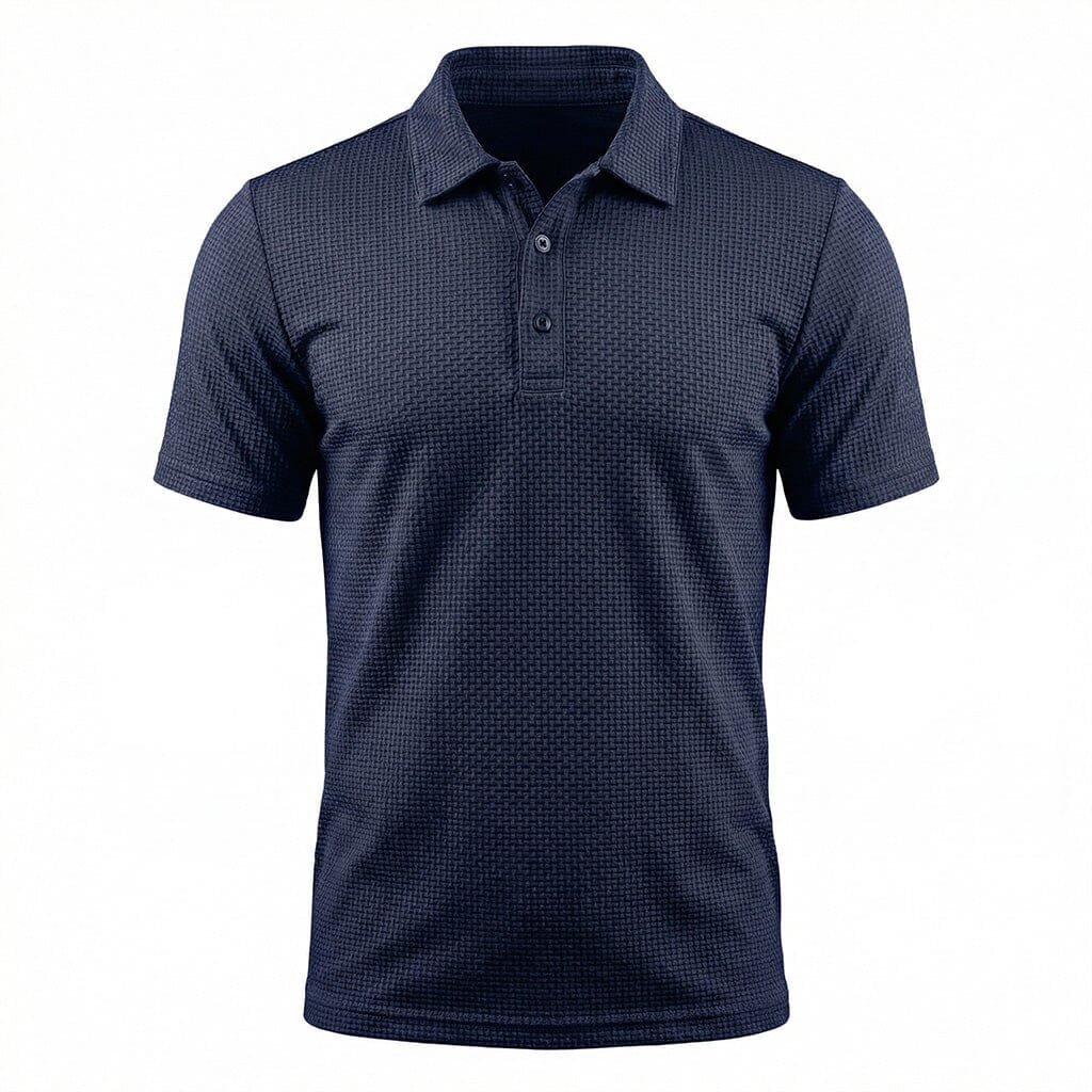 Męska teksturowana koszulka polo z rozciągliwego materiału – Oddychający, elegancki top na co dzień