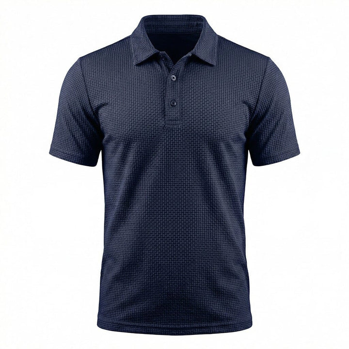 Męska teksturowana koszulka polo z rozciągliwego materiału – Oddychający, elegancki top na co dzień