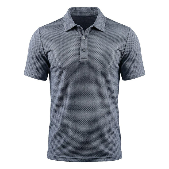 Męska teksturowana koszulka polo z rozciągliwego materiału – Oddychający, elegancki top na co dzień