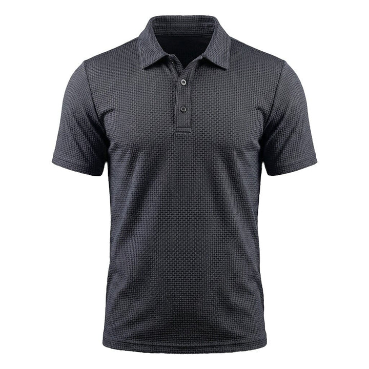 Męska teksturowana koszulka polo z rozciągliwego materiału – Oddychający, elegancki top na co dzień