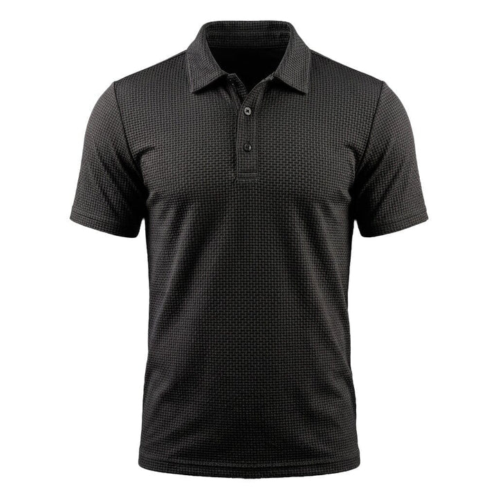 Męska teksturowana koszulka polo z rozciągliwego materiału – Oddychający, elegancki top na co dzień