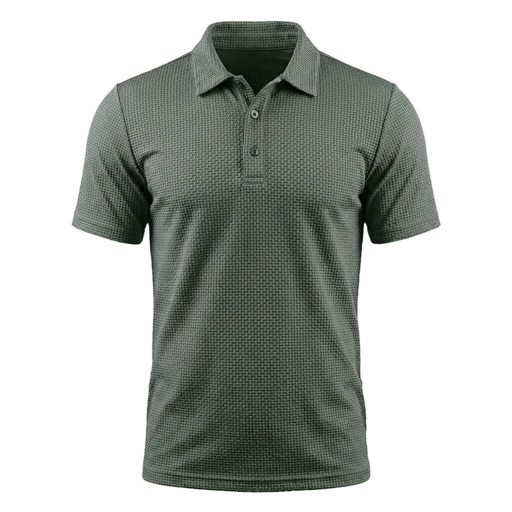Męska teksturowana koszulka polo z rozciągliwego materiału – Oddychający, elegancki top na co dzień