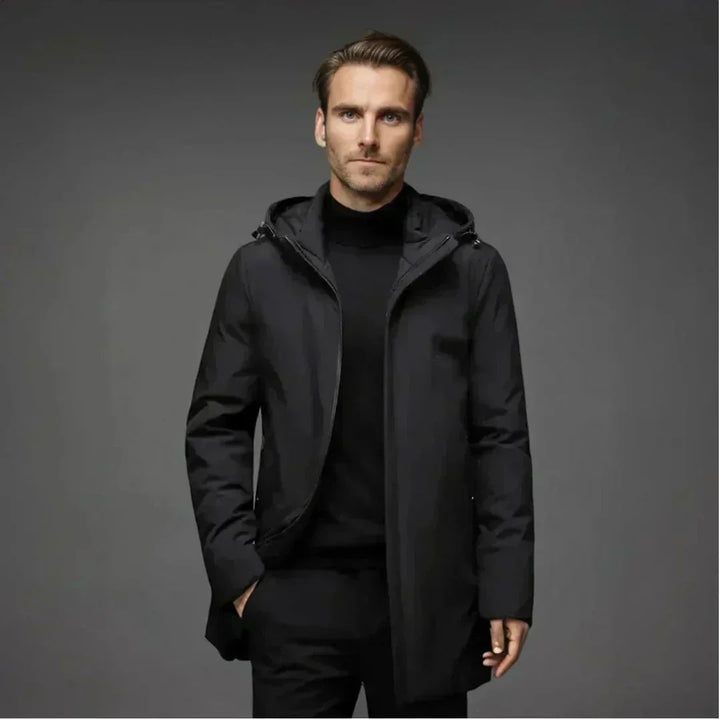 Męska ocieplana parka z kapturem – Długi zimowy płaszcz na zimne dni w mieście
