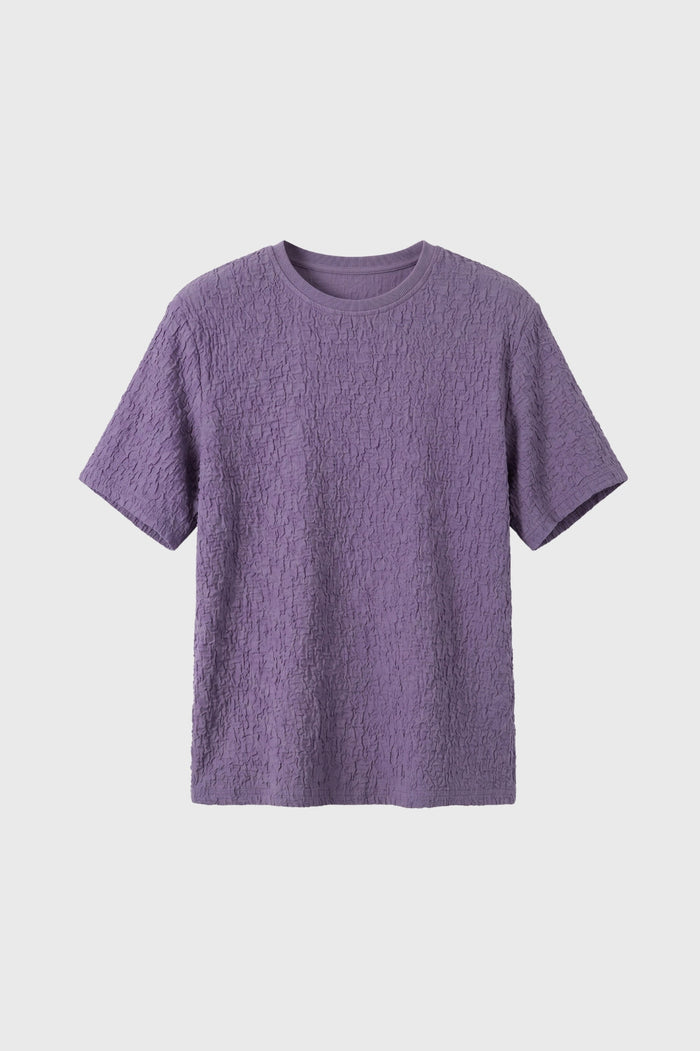 Męska koszulka T-shirt z teksturą crinkle, luźny krój z okrągłym dekoltem