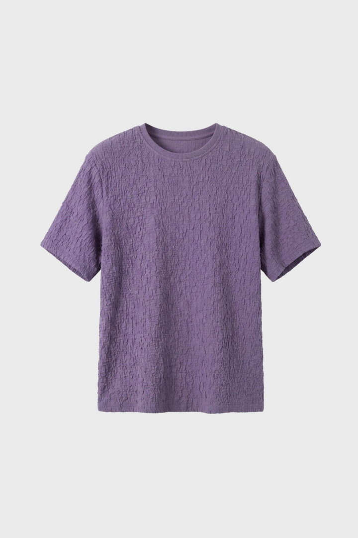 Męska koszulka T-shirt z teksturą crinkle, luźny krój z okrągłym dekoltem