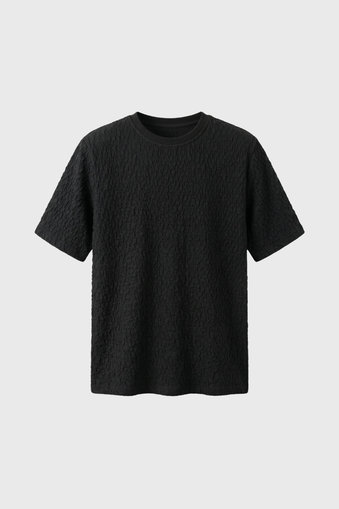 Męska koszulka T-shirt z teksturą crinkle, luźny krój z okrągłym dekoltem