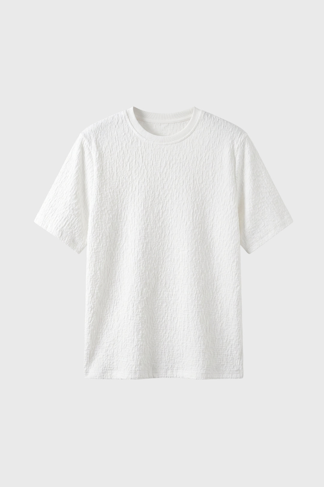 Męska koszulka T-shirt z teksturą crinkle, luźny krój z okrągłym dekoltem