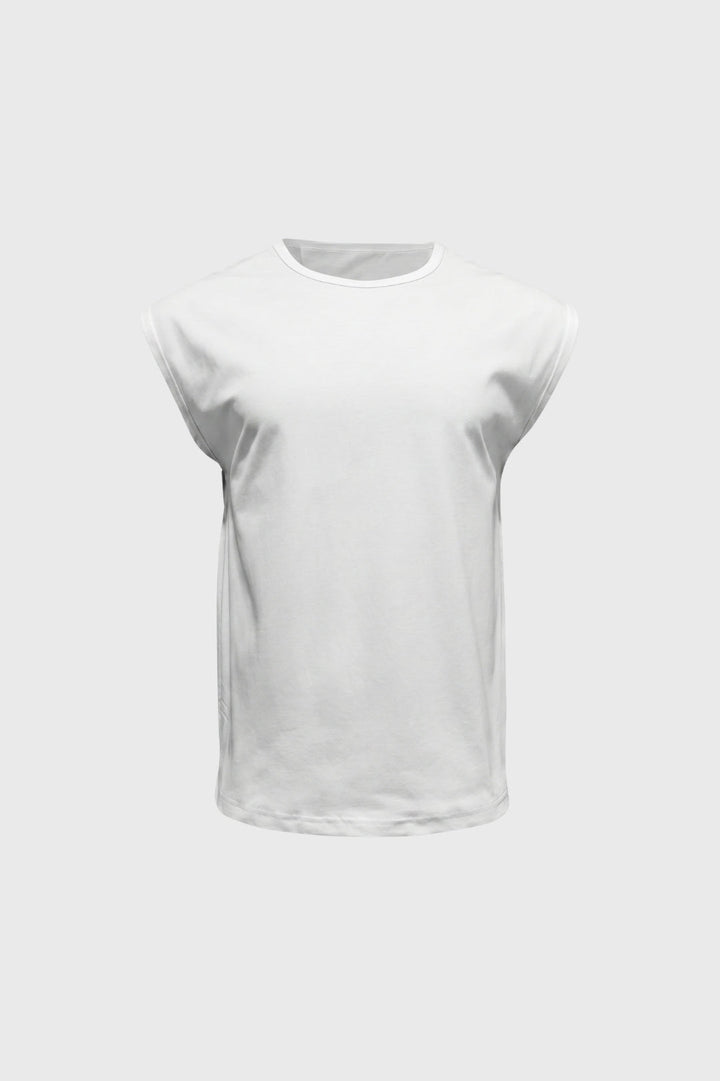 Męska bezrękawnikowa koszulka typu T-shirt z okrągłym dekoltem, casualowa