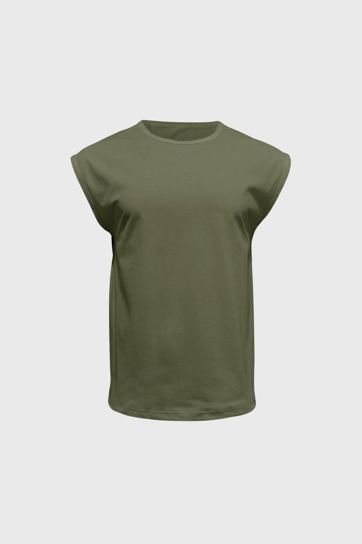 Męska bezrękawnikowa koszulka typu T-shirt z okrągłym dekoltem, casualowa