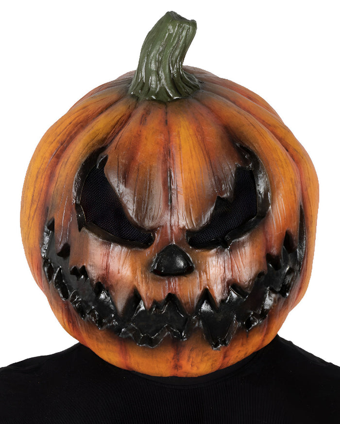 Demoniczna Dyniowa Maska na Całą Głowę Malowana Ręcznie dla Dorosłych na Halloween