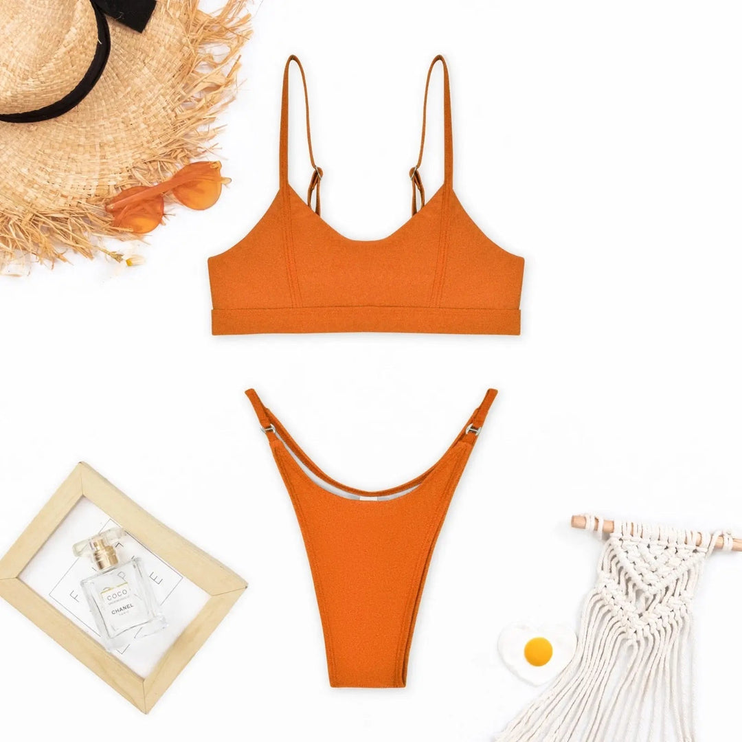 Kobiece Minimalistyczne Bikini z Wysokim Stanem