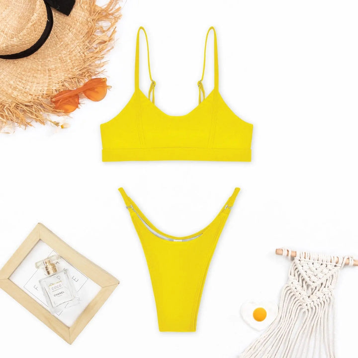 Kobiece Minimalistyczne Bikini z Wysokim Stanem