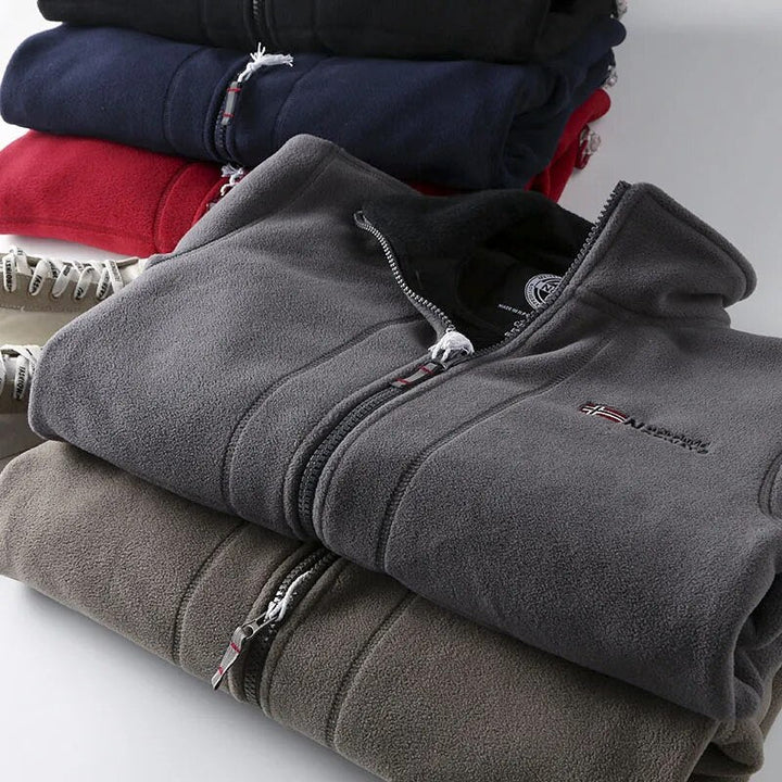 Męska Zimowa Kurtka Fleece – Pełny Zamek, Wysoki Kołnierz na Zimę