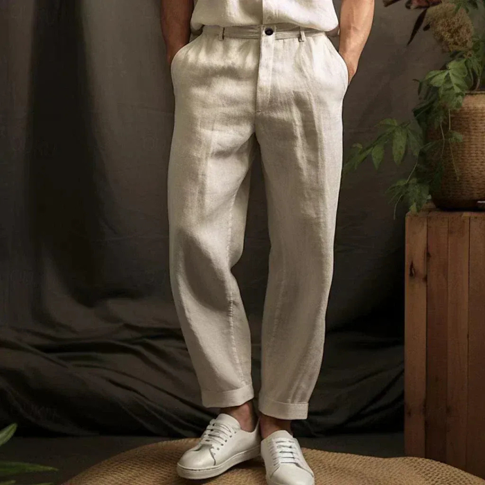 Męskie Luźne Spodnie Lnianе – Lekkie Letnie Spodnie na Wakacje i Smart Casual