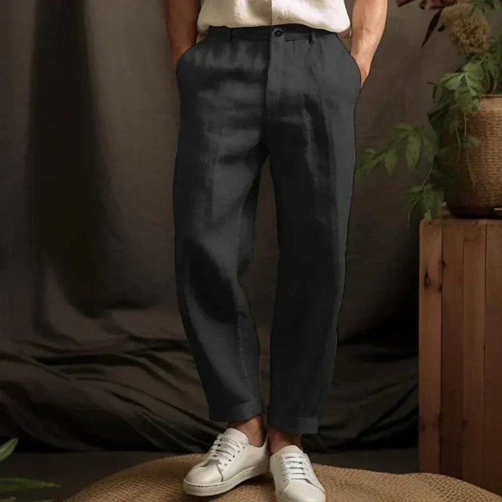 Męskie Luźne Spodnie Lnianе – Lekkie Letnie Spodnie na Wakacje i Smart Casual