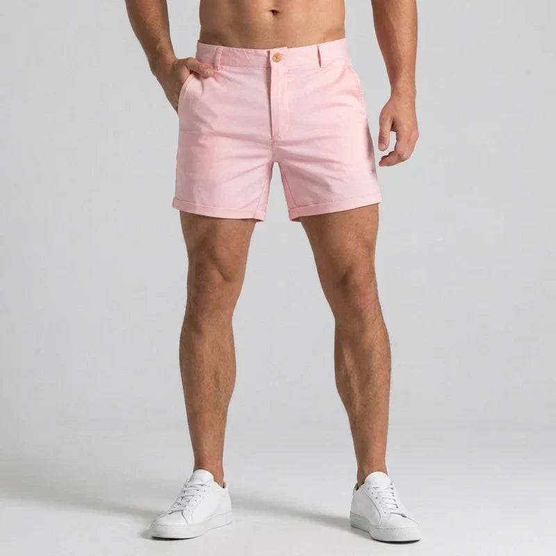 Męskie szorty chino slim fit z dopasowanym pasem